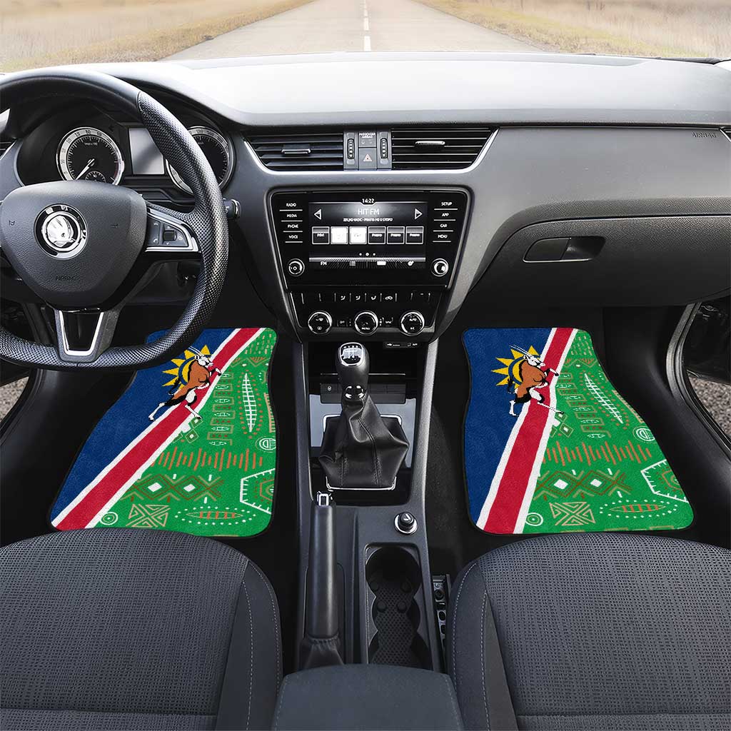 Namibia Gemsbok Car Mats Flag Design with African Patterns