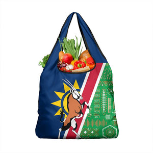 Namibia Gemsbok Grocery Bag Flag Design with African Patterns