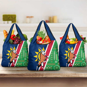 Namibia Gemsbok Grocery Bag Flag Design with African Patterns