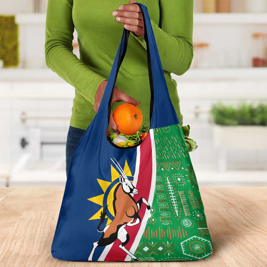 Namibia Gemsbok Grocery Bag Flag Design with African Patterns