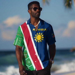 Namibia Gemsbok Hawaiian Shirt Flag Design with African Patterns