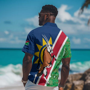 Namibia Gemsbok Hawaiian Shirt Flag Design with African Patterns