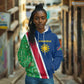 Namibia Gemsbok Hoodie Flag Design with African Patterns