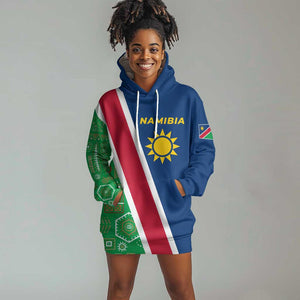 Namibia Gemsbok Hoodie Dress Flag Design with African Patterns