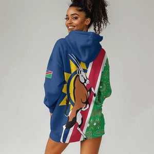 Namibia Gemsbok Hoodie Dress Flag Design with African Patterns