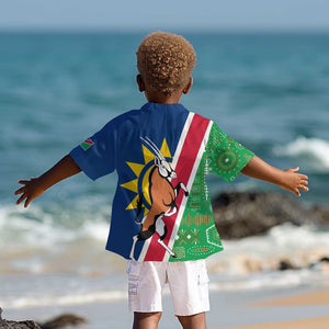 Namibia Gemsbok Kid Hawaiian Shirt Flag Design with African Patterns