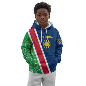Namibia Gemsbok Kid Hoodie Flag Design with African Patterns