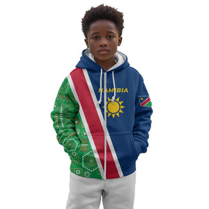 Namibia Gemsbok Kid Hoodie Flag Design with African Patterns