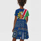 Namibia Gemsbok Kid Short Sleeve Dress Flag Design with African Patterns