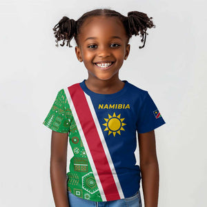 Namibia Gemsbok Kid T shirt Flag Design with African Patterns