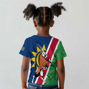 Namibia Gemsbok Kid T shirt Flag Design with African Patterns