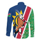 Namibia Gemsbok Long Sleeve Button Shirt Flag Design with African Patterns