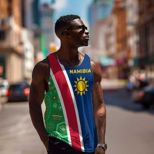 Namibia Gemsbok Men Tank Top Flag Design with African Patterns
