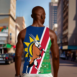 Namibia Gemsbok Men Tank Top Flag Design with African Patterns