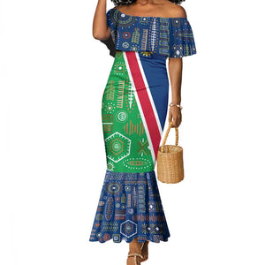 Namibia Gemsbok Mermaid Dress Flag Design with African Patterns