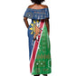 Namibia Gemsbok Off Shoulder Maxi Dress Flag Design with African Patterns