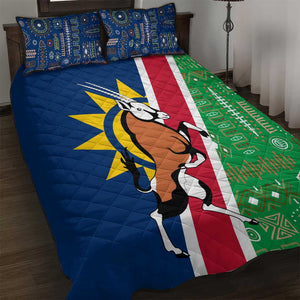 Namibia Gemsbok Quilt Bed Set Flag Design with African Patterns