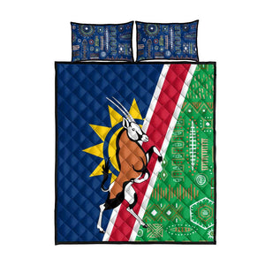 Namibia Gemsbok Quilt Bed Set Flag Design with African Patterns