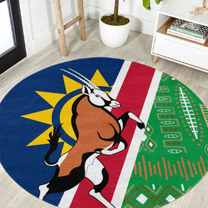Namibia Gemsbok Round Carpet Flag Design with African Patterns