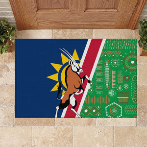 Namibia Gemsbok Rubber Doormat Flag Design with African Patterns