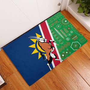 Namibia Gemsbok Rubber Doormat Flag Design with African Patterns