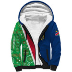 Namibia Gemsbok Sherpa Hoodie Flag Design with African Patterns