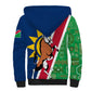 Namibia Gemsbok Sherpa Hoodie Flag Design with African Patterns