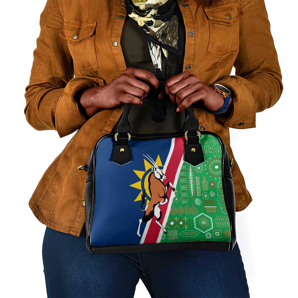 Namibia Gemsbok Shoulder Handbag Flag Design with African Patterns