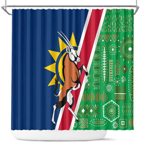 Namibia Gemsbok Shower Curtain Flag Design with African Patterns