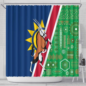 Namibia Gemsbok Shower Curtain Flag Design with African Patterns