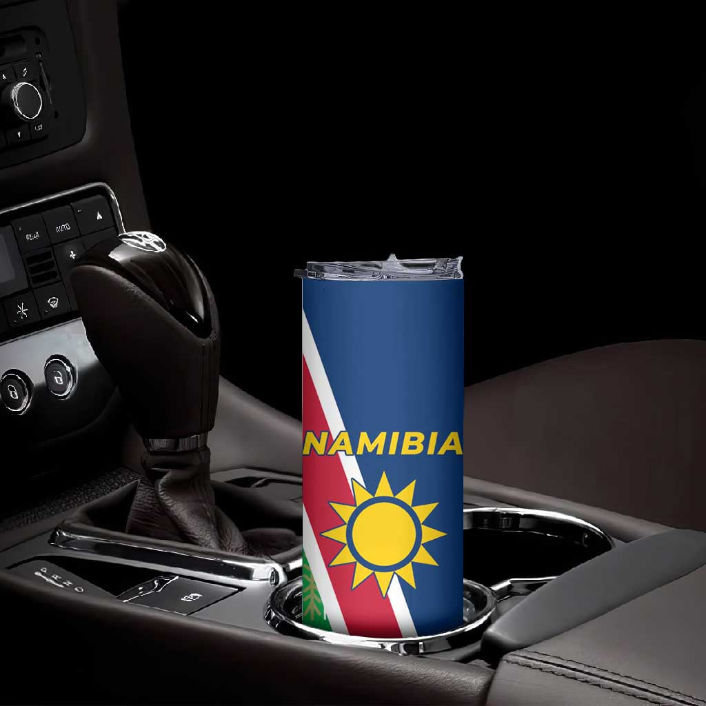 Namibia Gemsbok Skinny Tumbler Flag Design with African Patterns