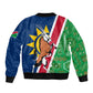 Namibia Gemsbok Sleeve Zip Bomber Jacket Flag Design with African Patterns