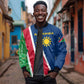 Namibia Gemsbok Sleeve Zip Bomber Jacket Flag Design with African Patterns
