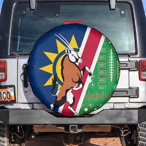Namibia Gemsbok Spare Tire Cover Flag Design with African Patterns