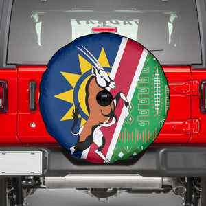 Namibia Gemsbok Spare Tire Cover Flag Design with African Patterns