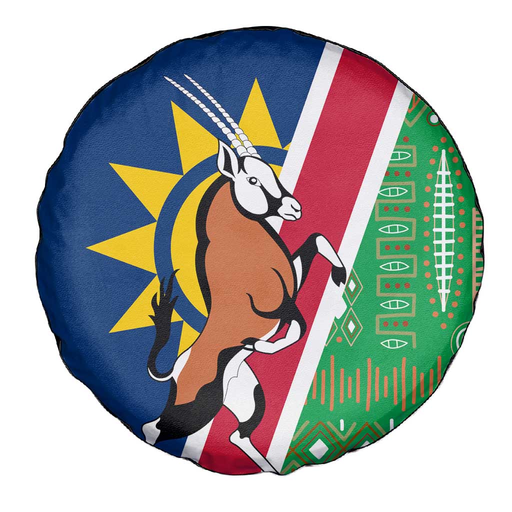 Namibia Gemsbok Spare Tire Cover Flag Design with African Patterns