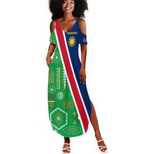 Namibia Gemsbok Summer Maxi Dress Flag Design with African Patterns