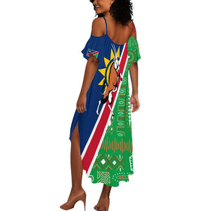 Namibia Gemsbok Summer Maxi Dress Flag Design with African Patterns