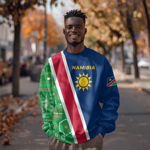 Namibia Gemsbok Sweatshirt Flag Design with African Patterns