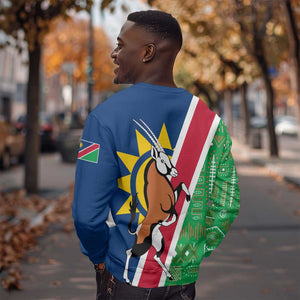 Namibia Gemsbok Sweatshirt Flag Design with African Patterns