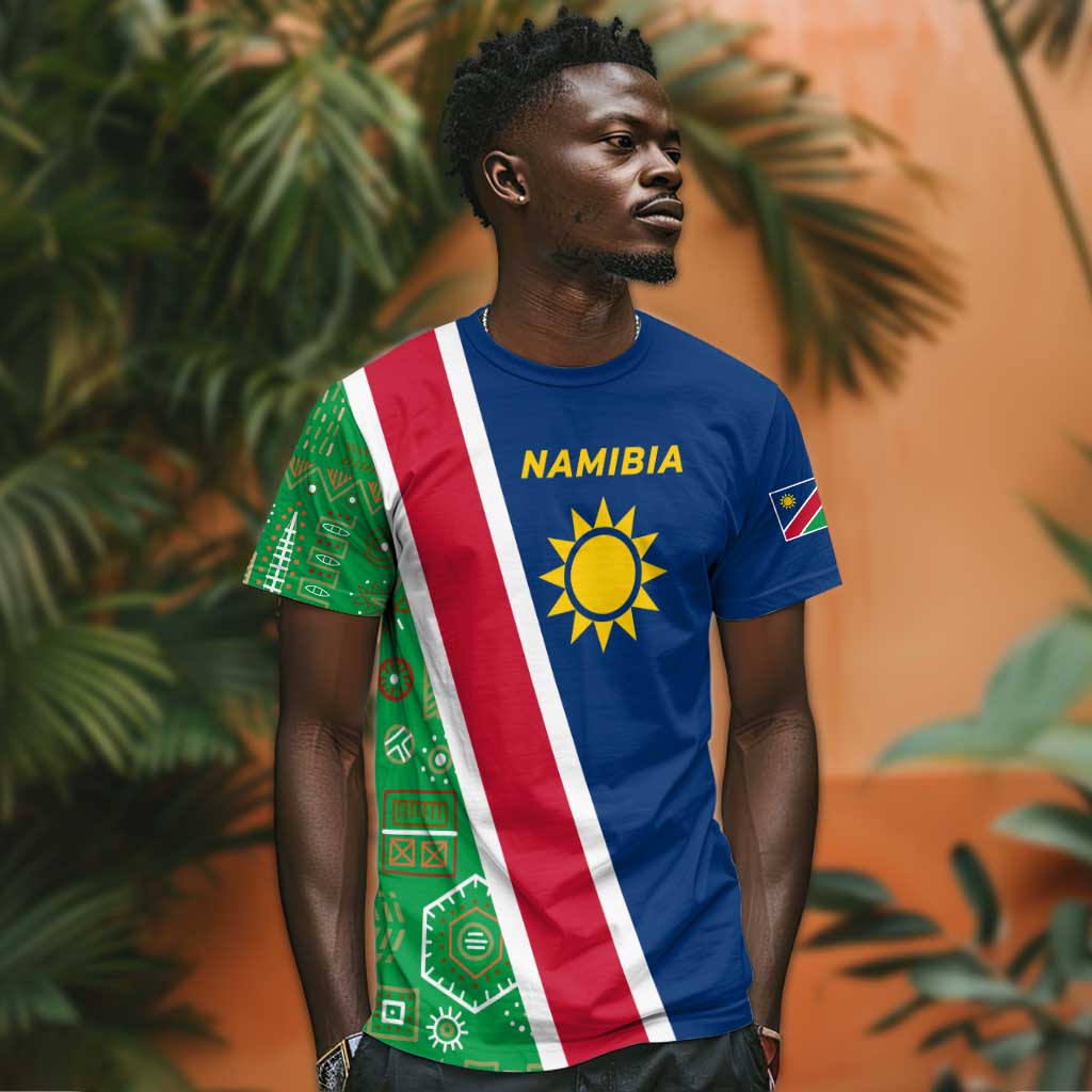 Namibia Gemsbok T shirt Flag Design with African Patterns
