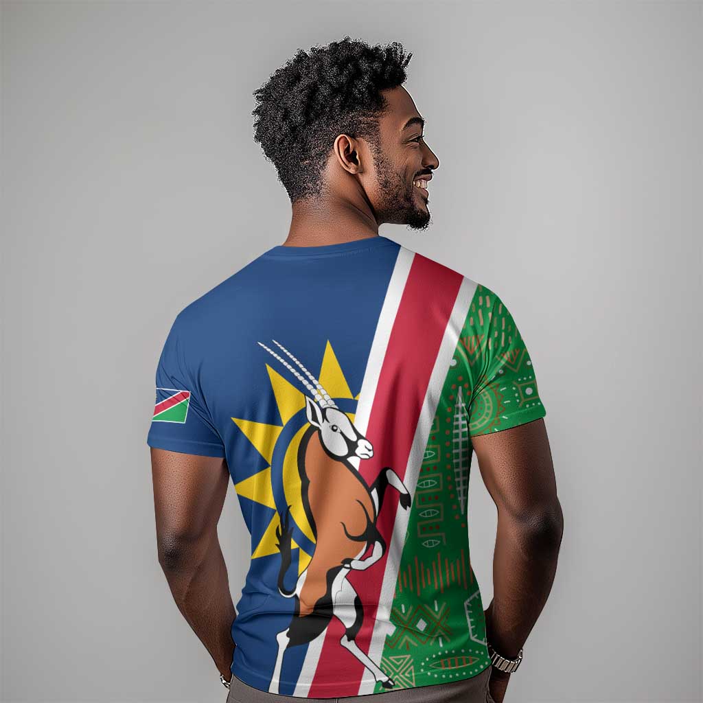 Namibia Gemsbok T shirt Flag Design with African Patterns