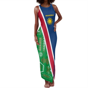 Namibia Gemsbok Tank Maxi Dress Flag Design with African Patterns
