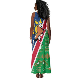 Namibia Gemsbok Tank Maxi Dress Flag Design with African Patterns