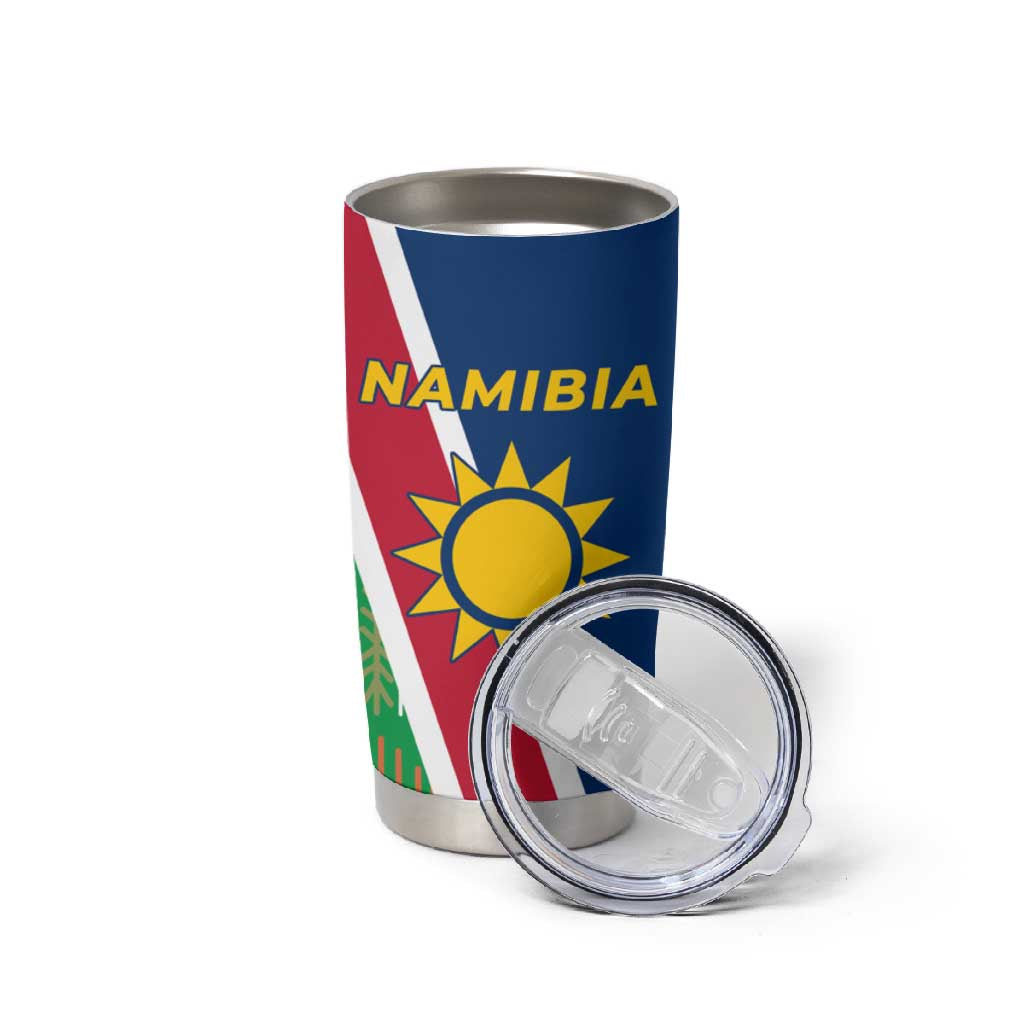 Namibia Gemsbok Tumbler Cup Flag Design with African Patterns