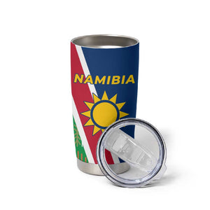 Namibia Gemsbok Tumbler Cup Flag Design with African Patterns
