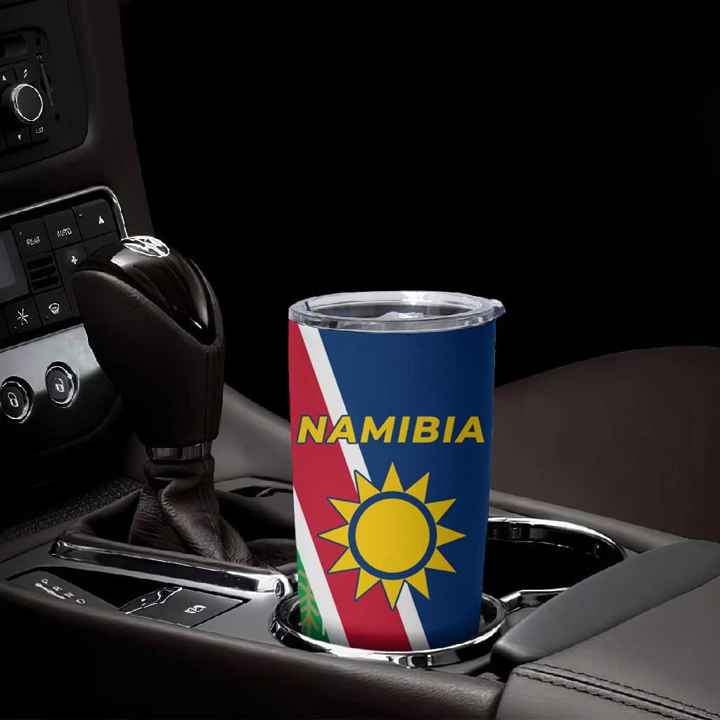Namibia Gemsbok Tumbler Cup Flag Design with African Patterns