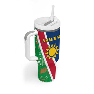 Namibia Gemsbok Tumbler With Handle Flag Design with African Patterns
