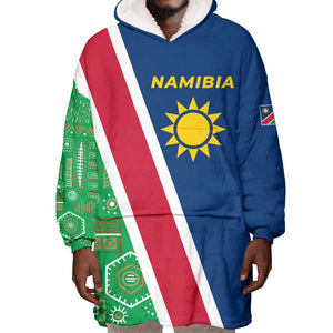 Namibia Gemsbok Wearable Blanket Hoodie Flag Design with African Patterns