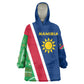 Namibia Gemsbok Wearable Blanket Hoodie Flag Design with African Patterns